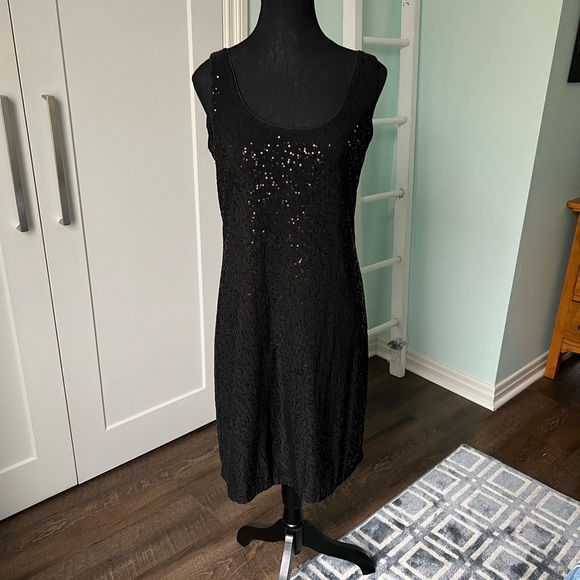 Joseph Ribkoff Black Sequin Low Back Dress. - Picture 2 of 2